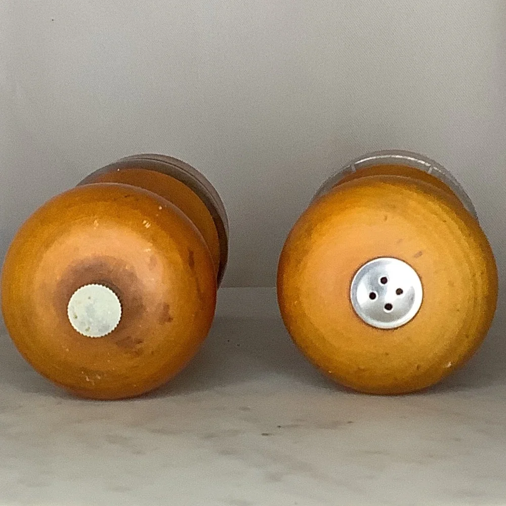 ODIE THOMPSON Salt &‎ Pepper Grinder Set Wood Lucite Vintage Kitchen Decor